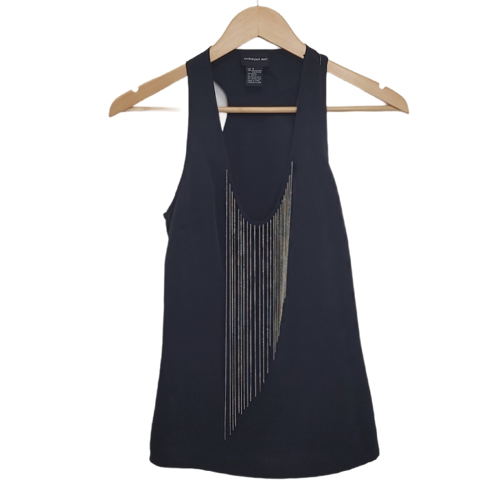 CENTRAL PARK WEST Tank Top Black Chains Size Small